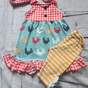 2 piece rooster capri set